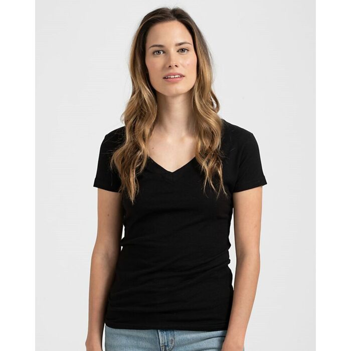 Women's Fine Jersey V-Neck T-Shirt Thumbnail