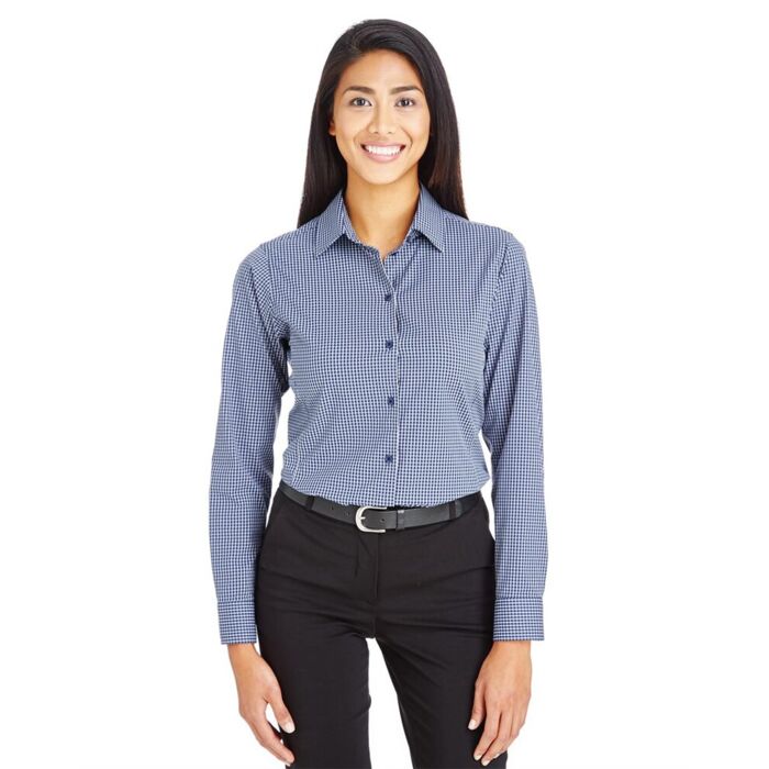 Women's CrownLux Performance® Tonal Mini Check Woven Dress Shirt Thumbnail