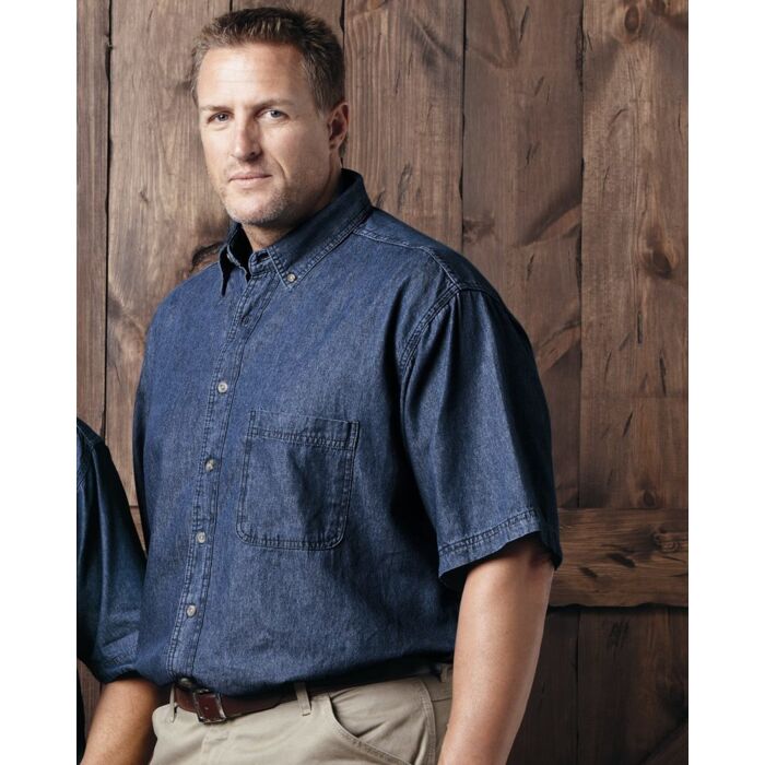 Men's Tall Denim Short Sleeve Shirt Thumbnail